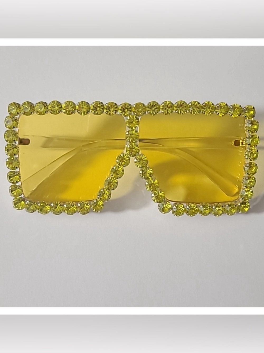 BIG Bright Yellow BLING Sunglasses, CRYSTAL DIAMOND EMBELLISHED